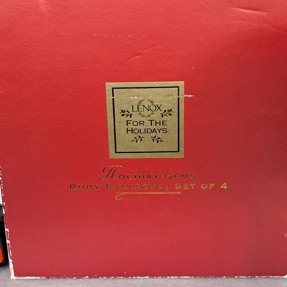 Lenox Holiday Gems Ruby Red Balloon Cup Large Crystal Wine Glasses - Set of 4 - Picture 3 of 14